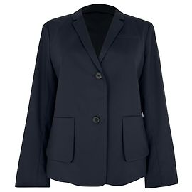 Jil Sander Einreihiger Blazer mit Taschen aus dunkelblauer Wolle Blau Marineblau