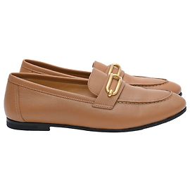 Mocassins Hermès Colette em couro castanho Marrom Vermelho