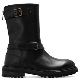 Dolce & Gabbana Black Leather Biker Boots Black