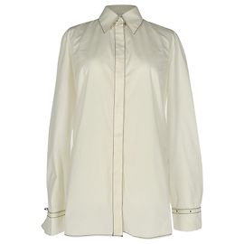 Gabriela Hearst Hidden-Buttoned Shirt in White Cotton White Cream