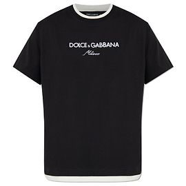 T-shirt nera con logo Dolce & Gabbana in cotone Nero