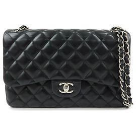 Chanel Classic Timeless Double Flap Quilted Lambskin Maxi Negro