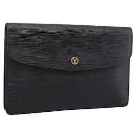 LOUIS VUITTON Epi Montaigne 27 Clutch Bag Black M52652 LV Altro