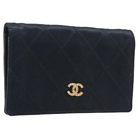 CHANEL Bicolore Kartenetui Satin Schwarz Gold CC Andere