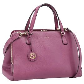 GUCCI Bolsa de Mão em Couro 2way Roxo Ouro 391987 Outro