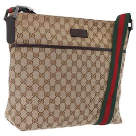 GUCCI GG Canvas Web Sherry Line Shoulder Bag Beige Silver 189751 Altro