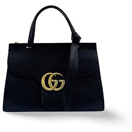 Gucci GG Marmont Top Handle Leather Medium Negro