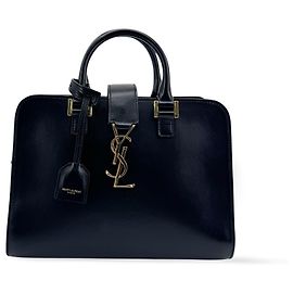 Autre Marque Saint Laurent Convertible Monogram Cabas Leather Medium Black