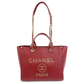 Chanel Deauville Studded Caviar Medium Bordeaux