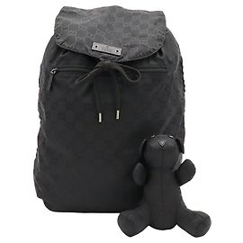 GUCCI GG Nylon Rucksack, Mascot Design Schwarz