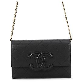 Chanel Black Chain/Shoulder Wallet Black