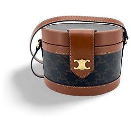 Céline Celine Tambour Triomphe Coated Canvas Medium Schwarz