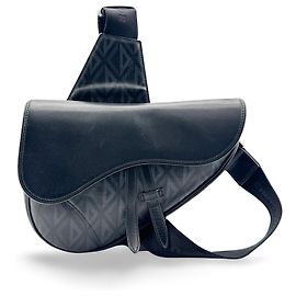 Christian Dior Saddle CD Diamond Coated Canvas and Leather Nero