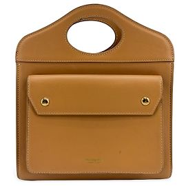 Burberry Convertible Fold Over Pocket Clutch Leather Small Brown