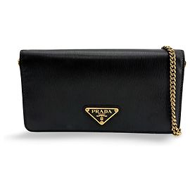 Prada Wallet on Chain Saffiano Leather Black