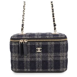 Bolsa de Ombro com Corrente Chanel Vanity Case Marrom Azul marinho