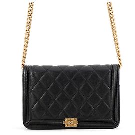 Borsa a tracolla Chanel in pelle di vitello grana nera Nero