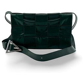 Bottega Veneta Cassette Maxi Intrecciato Leather Small Vert