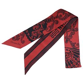 Lenço de seda vermelho e preto Christian Dior Preto Vermelho