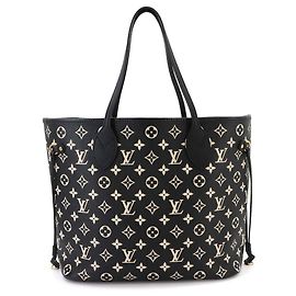 Borsa Tote Louis Vuitton Monogram Empreinte Neverfull MM Nero Bianco