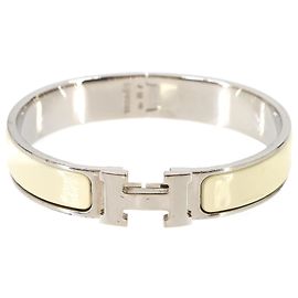Hermès Bracelete Hermes Clic H PM Prata Cru