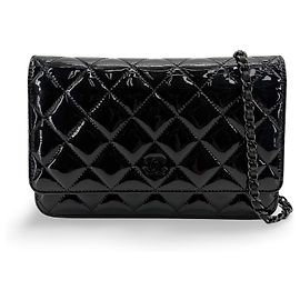 Chanel So Black Wallet on Chain Matelassé Vernis Noir