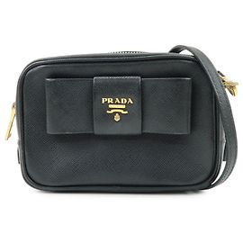 Prada Bow Camera Saffiano Leather Mini Nero