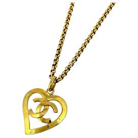 Chanel Gold Plated Halskette mit Coco Mark Herz Golden