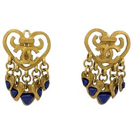 Orecchini a clip Chanel Blue and Gold Blu D'oro