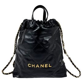 Chanel Leather Backpack in Black Black