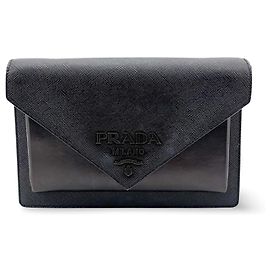 Prada Envelope Clutch aus Saffiano-Leder Small Schwarz