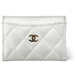 Chanel Classic Card Holder Quilted Caviar White