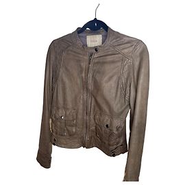 Giacca in pelle Maje taupe Marrone