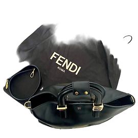 Fendi FF Tote Bag Medium Handbag – Vitello Leather Glacier Black (Full Set) Black