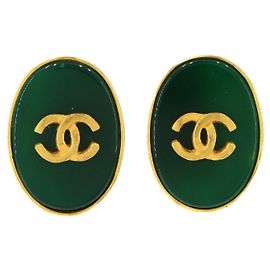 Orecchini a clip Chanel Coco Mark D'oro Verde