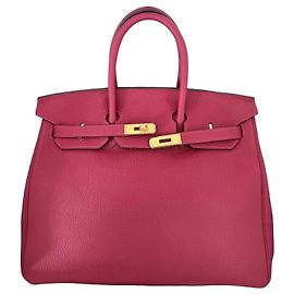Hermès Birkin 35 Togo Leather Handbag - Rouge Vif Dark red