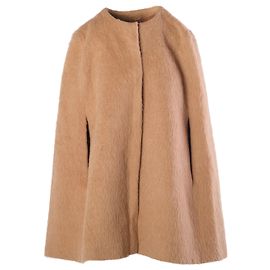 Autre Marque Sportmax Code Kragenloser Mantel aus Woll-Alpaka-Mischung, Camel Andere