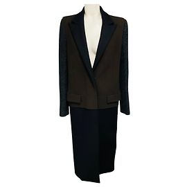 Abrigo de lana Lanvin Marrón / Negro / Gris Carbón Multicolor