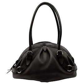 Salvatore Ferragamo Brown Leather Ruched Shoulder Bag Brown