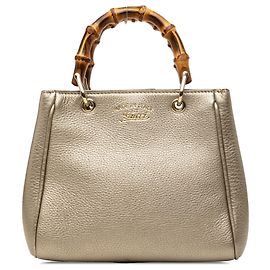 Bolsa Satchel Mini Bamboo Shopper Gucci em couro de bezerro dourada Dourado