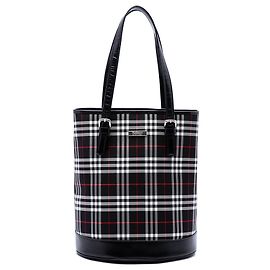 Borsa Bucket Burberry House Check Canvas Nera Nero