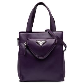 Bolsa Satchel Prada em couro Nappa roxa com bolso frontal Roxo