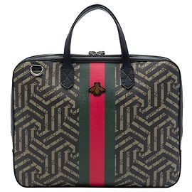Pasta de Negócios Gucci GG Supreme Caleido Web Bege Bege