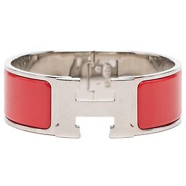 Pulsera Hermès Clic Clac H PM ancha de esmalte rojo Roja