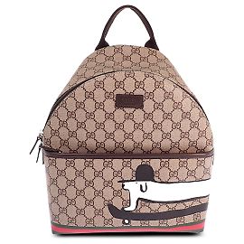 Mochila Infantil Gucci GG Supreme Web Dog Beige Beige