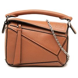 Bolsa Nano Puzzle LOEWE em pele de vitela castanha Marrom
