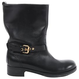 Louis Vuitton Susan 10 years Leather Ankle Boots in Black CL0160, Size EU 39.5 Black