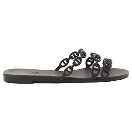 Hermès Sandales HERMES Rivage en caoutchouc noir, Taille 36 EU Noir