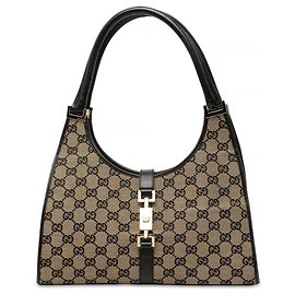 Bolsa de Ombro Jackie Bardot Gucci GG Canvas Bege Bege