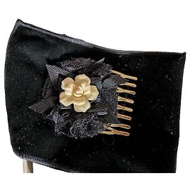 Pettine per capelli Dolce & Gabbana con fiore e nastro Nero Bianco